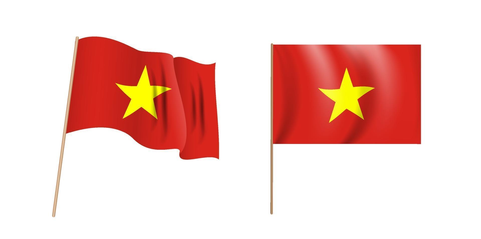 färgglada naturalistiska viftande flagga av Vietnam. vektor