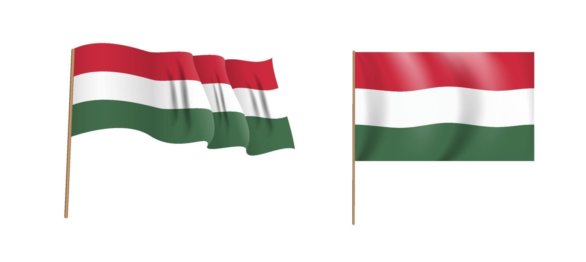 färgrik naturalistisk viftande flagga i Ungern. vektor