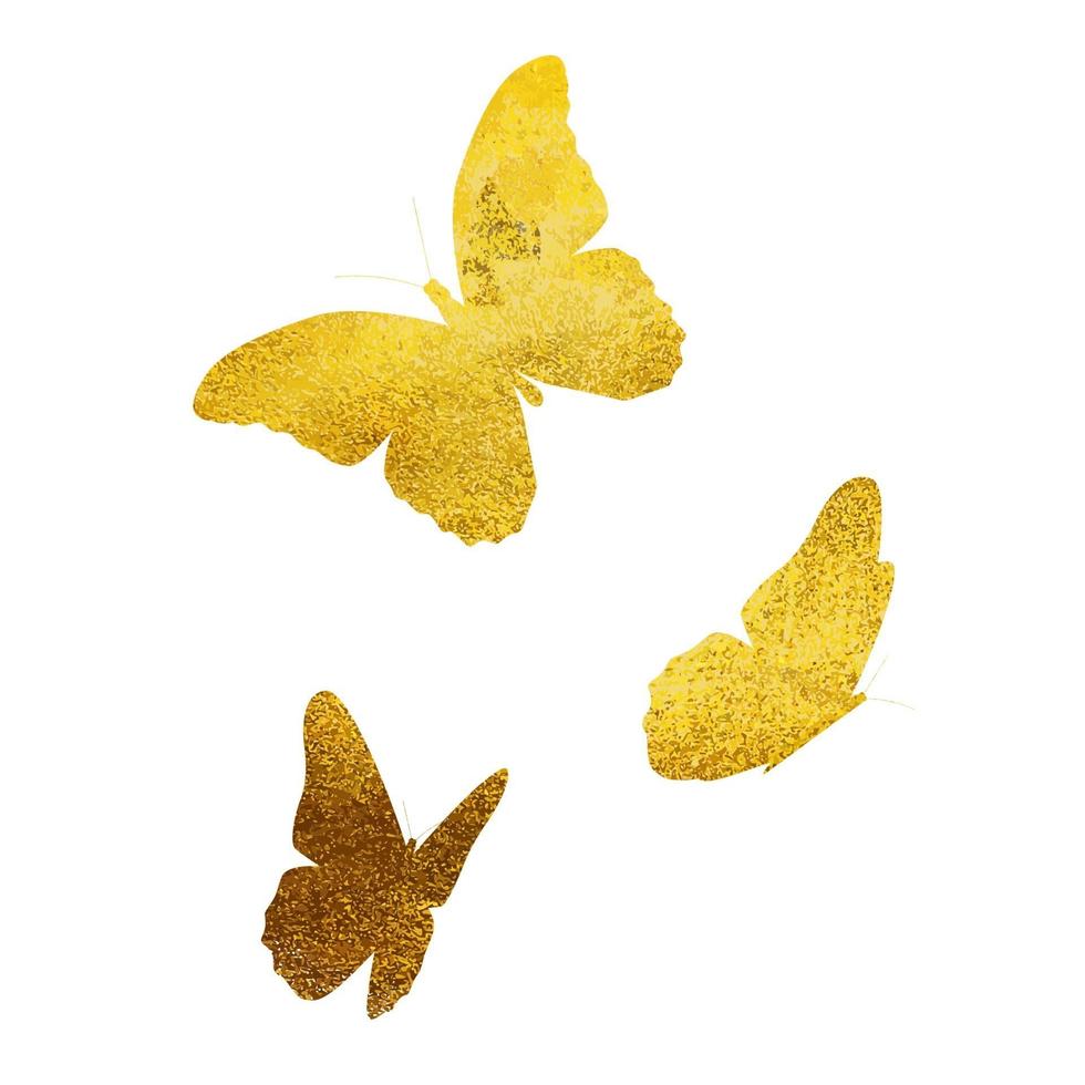 vacker fjäril gyllene glitter silhuett isolerad vektor