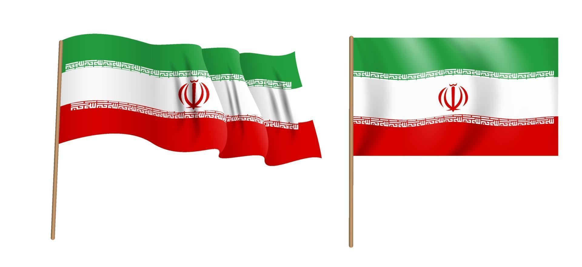 naturalistische wehende flagge der islamischen republik iran. vektor