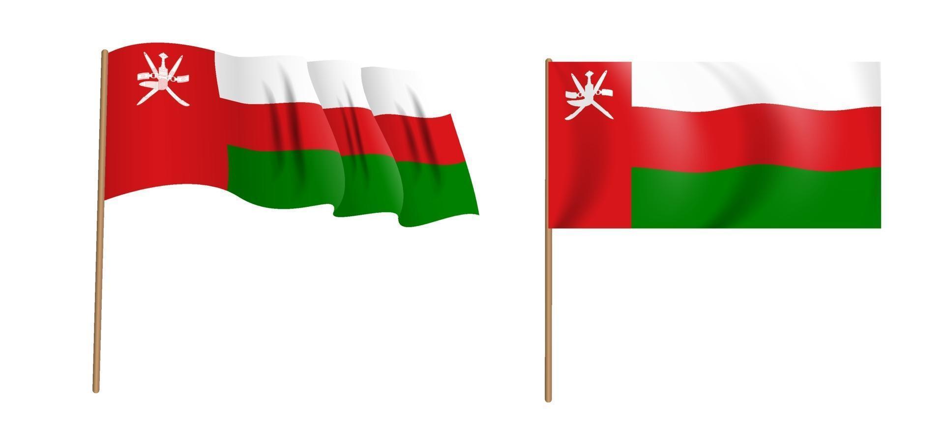 färgrik naturalistisk viftande flagga av sultanatet oman. vektor