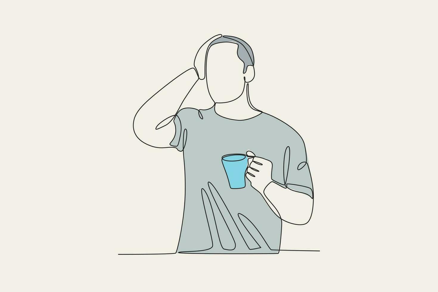 Färg illustration av en man känsla deprimerad vektor