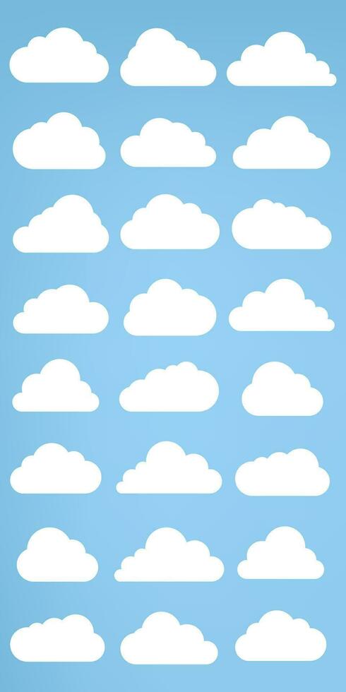 Wolken caroon Stil, im ein eben Design und einstellen von Sanft Wolken Sammlung im eben Design Stile, Wolke Konzepte, Wolken Elemente vektor