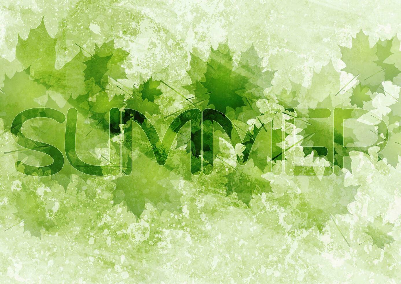 grunge sommar eco bakgrund med grön löv vektor