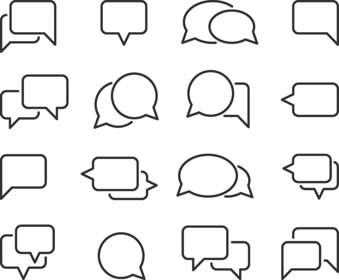 chatt ikon vektor uppsättning design element. prata bubbla Tal tecken. dialog ballong.