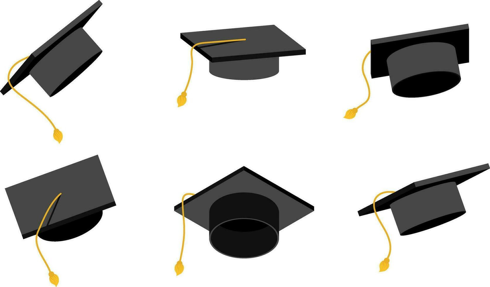utbildning examen keps illustration. högskola symbol, skola eller akademisk hatt. vektor uppsättning bemästra grad ikon.