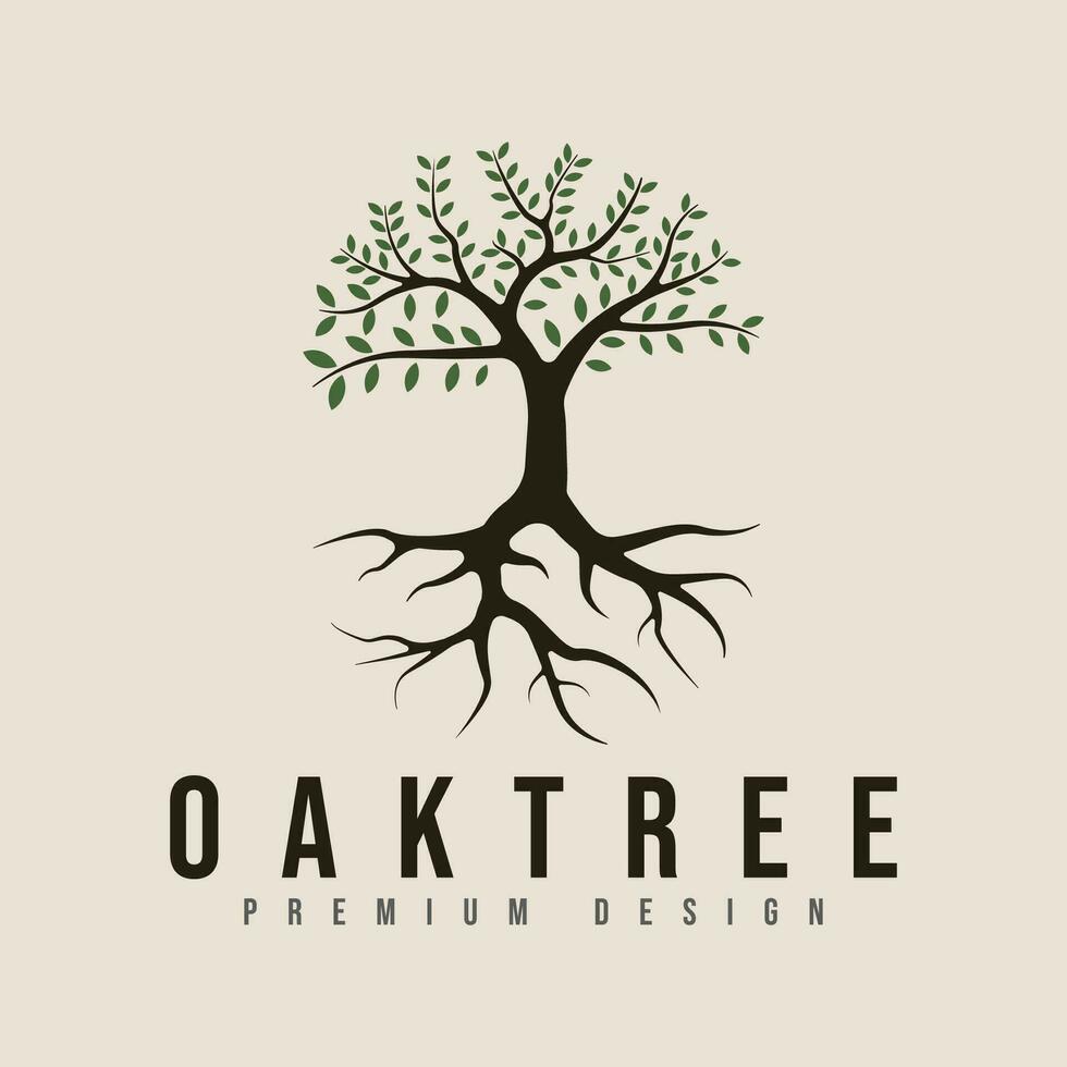 Jahrgang Eiche Baum Logo Vektor minimalistisch Illustration Design .Kiefer Baum oder Palme Baum Natur Linie Kunst Logo Design.