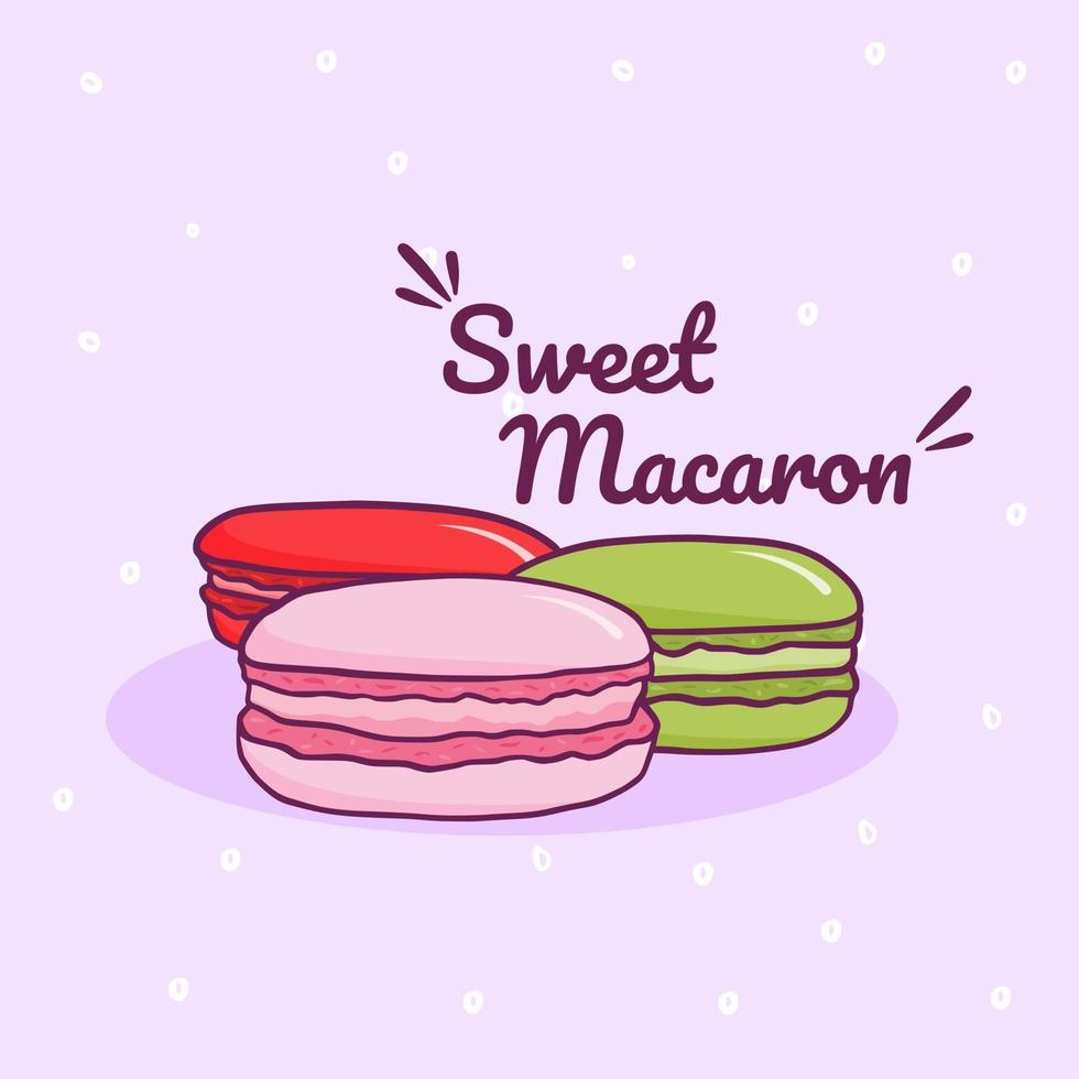 söt macaron illustration vektor mall