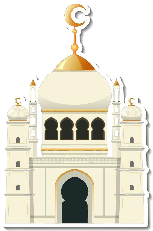 en klistermärkesmall med moskébyggnad isolerad vektor