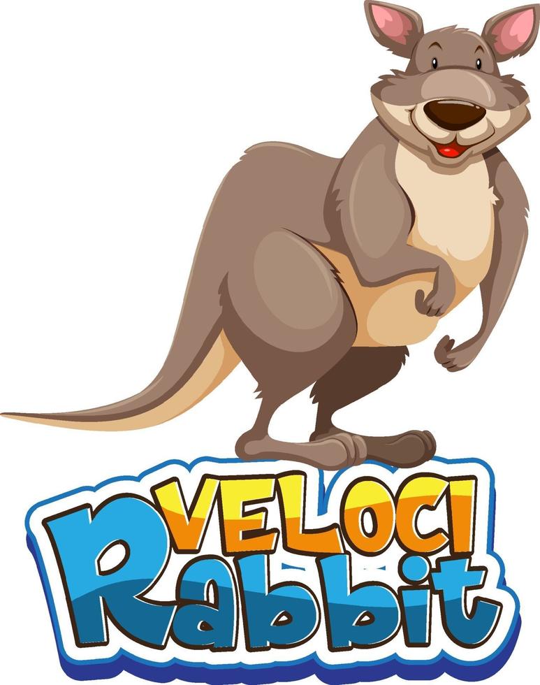 känguru seriefigur med velocirabbit teckensnitt banner isolerad vektor
