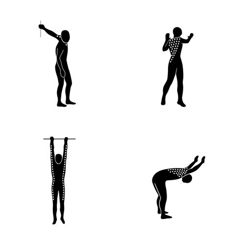 Stretching Exercise Icon Set zum Dehnen von Armen, Rücken und Nacken vektor