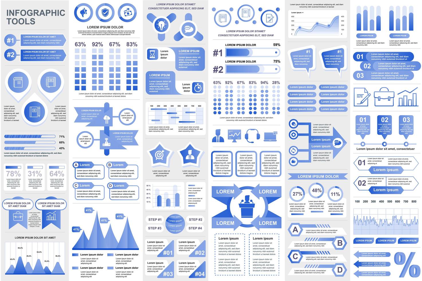 Sammlung Infografik Elemente Datenvisualisierung Vektordesign vektor