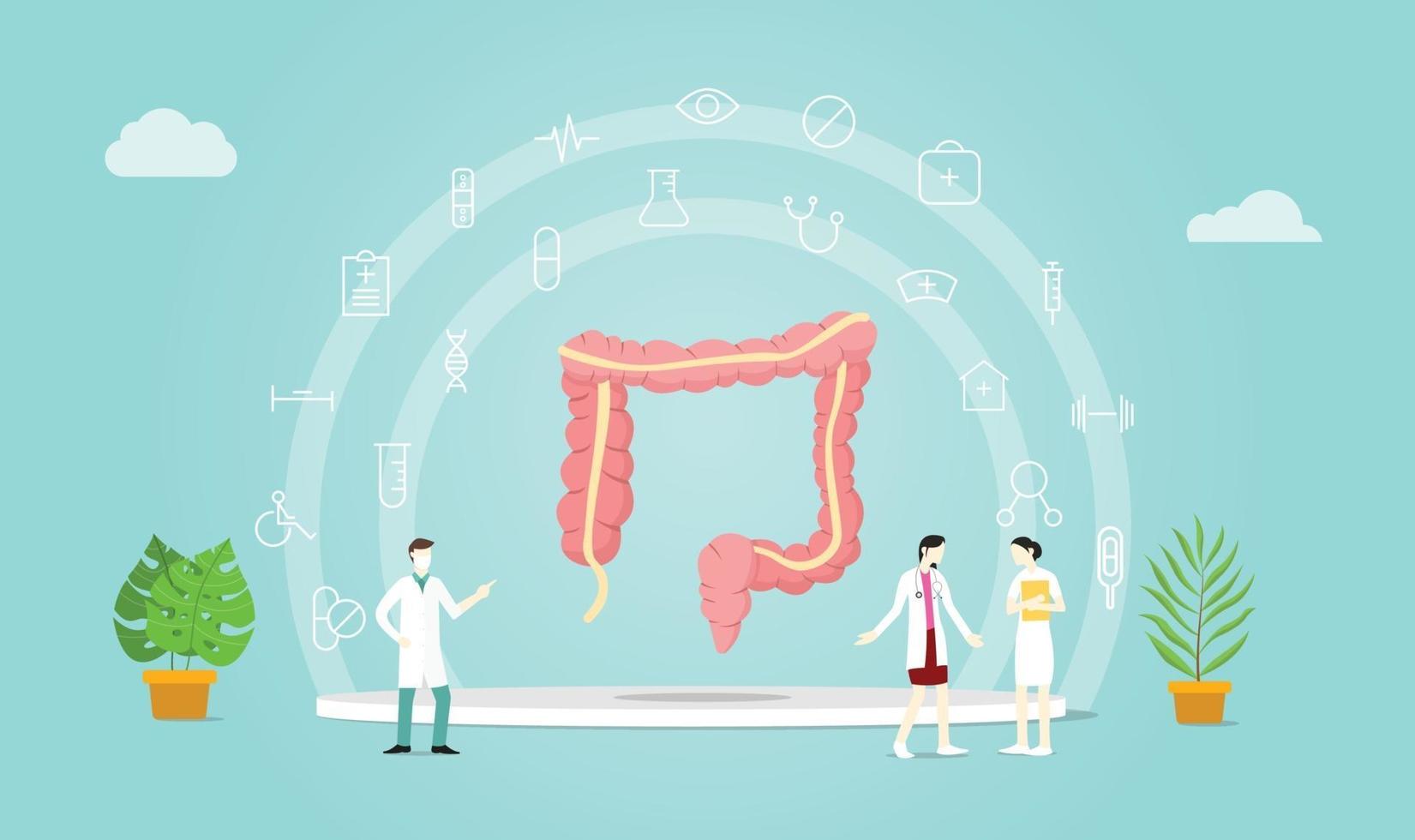 mänsklig kolonhälsovård med läkare som talar vård vektor