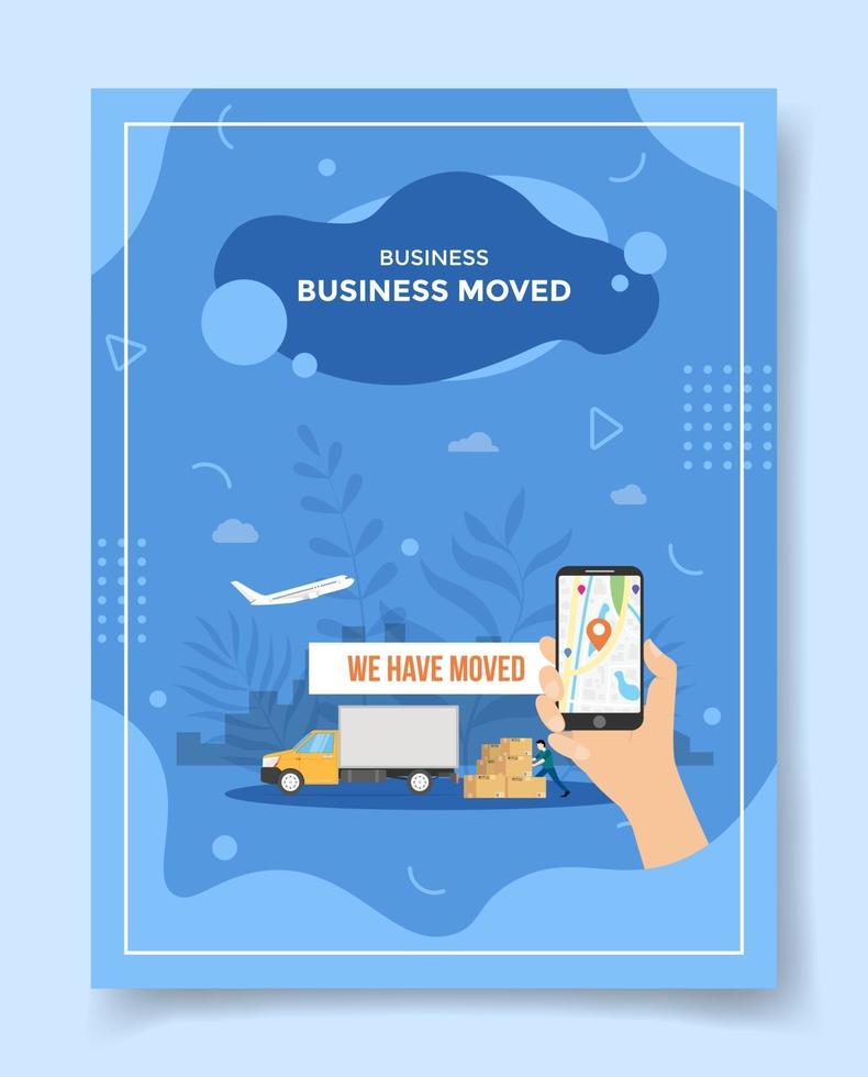 företag flyttade handhåll smartphone pekare plats karta gps vektor