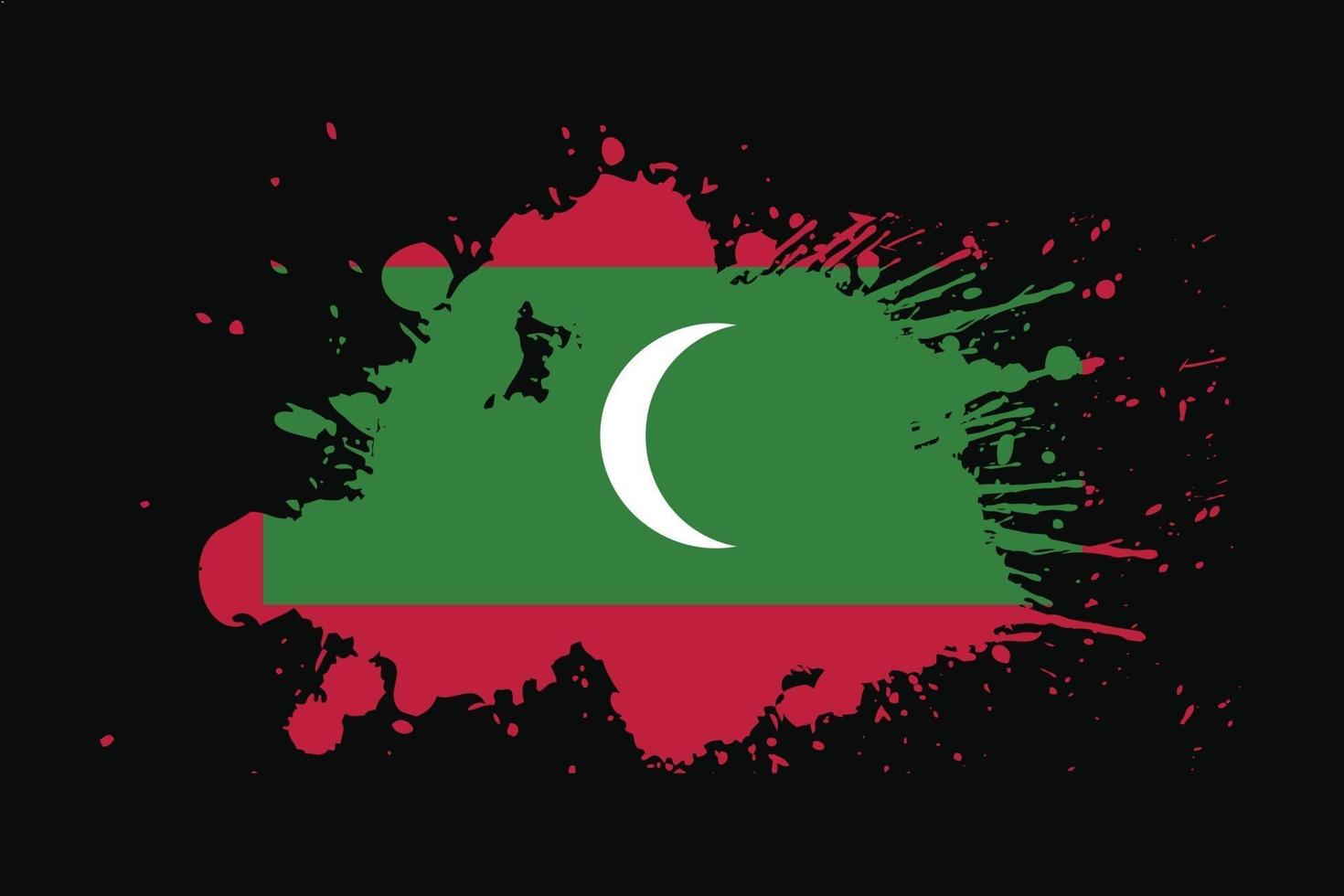 Maldiverna flagga med grunge effekt design vektor