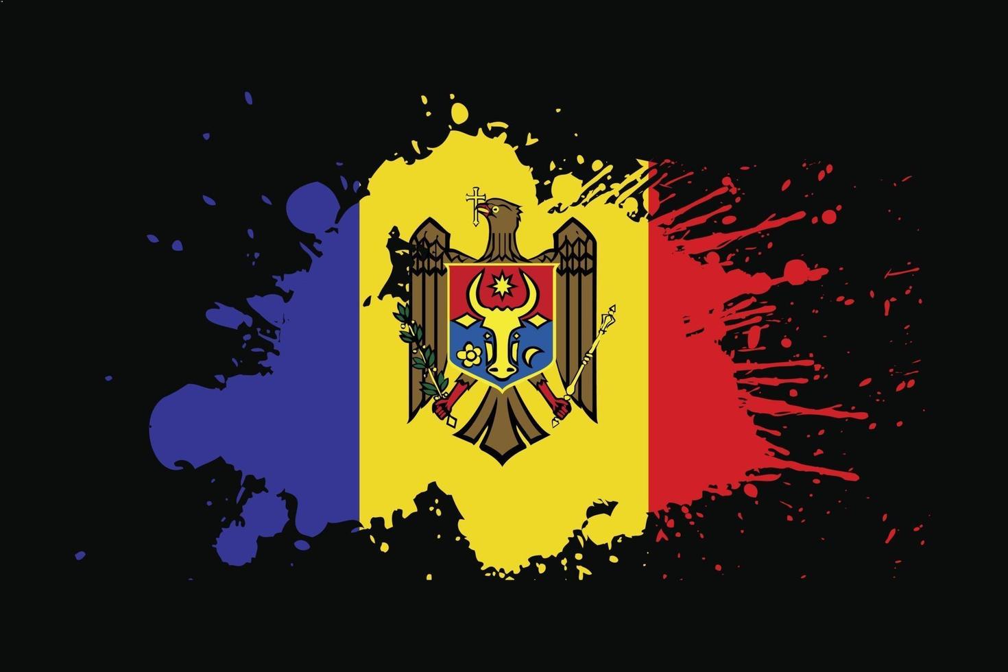 Moldaviens flagga med grungeeffektdesign vektor
