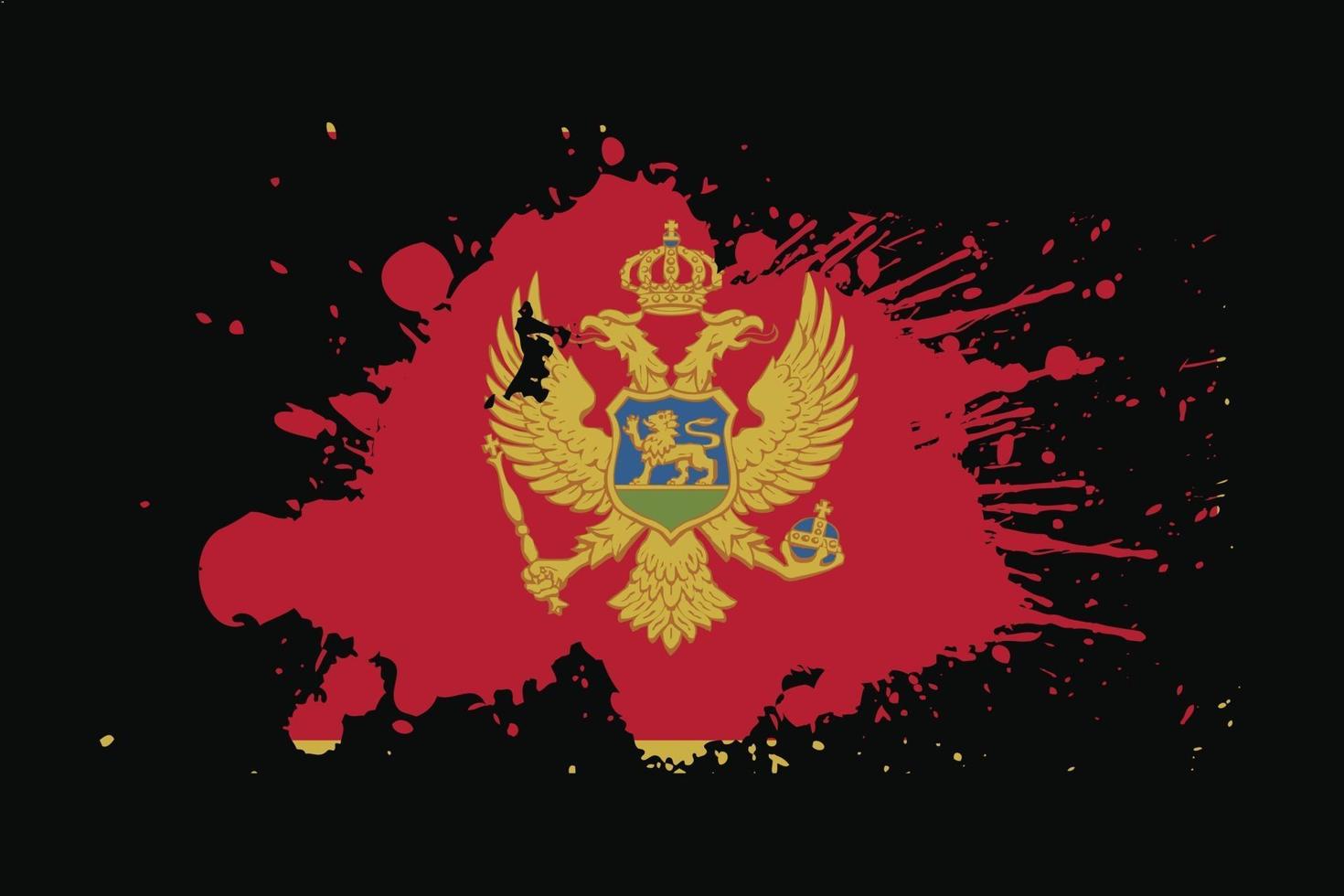 montenegro flagga med grunge effekt design vektor
