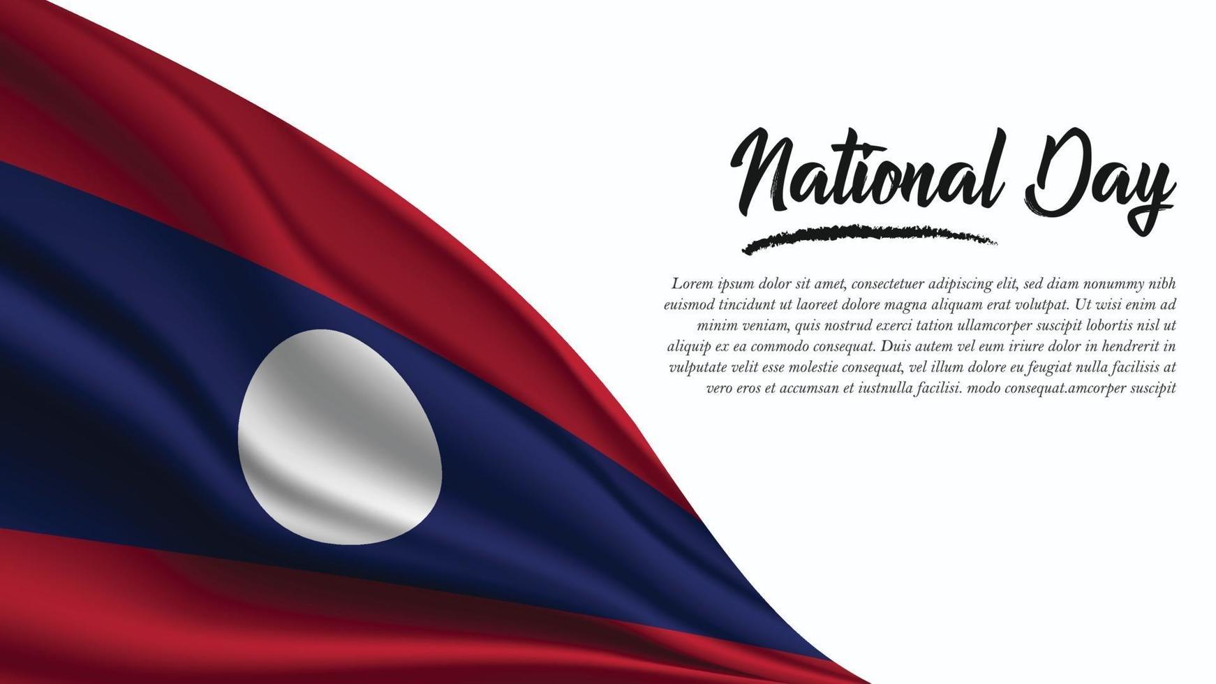 nationaldag banner med laos flagga bakgrund vektor