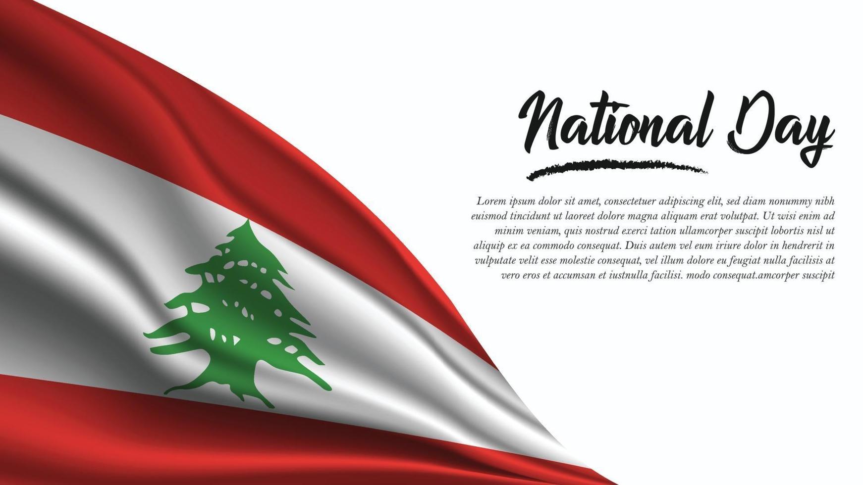 nationaldag banner med Libanon flagga bakgrund vektor