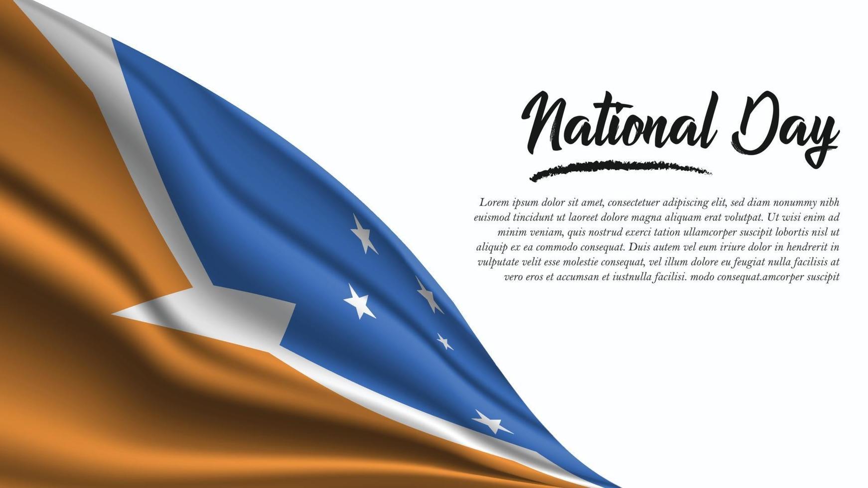 Nationalfeiertag-Banner mit Flaggenhintergrund von Tierra de Fuego vektor