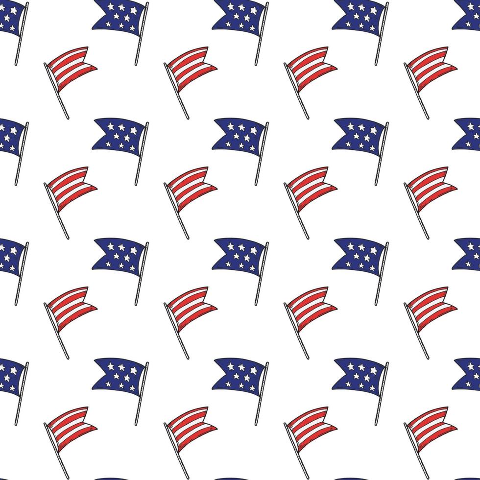 patriotiskt sömlöst mönster med usaflaggor. vektor illustration