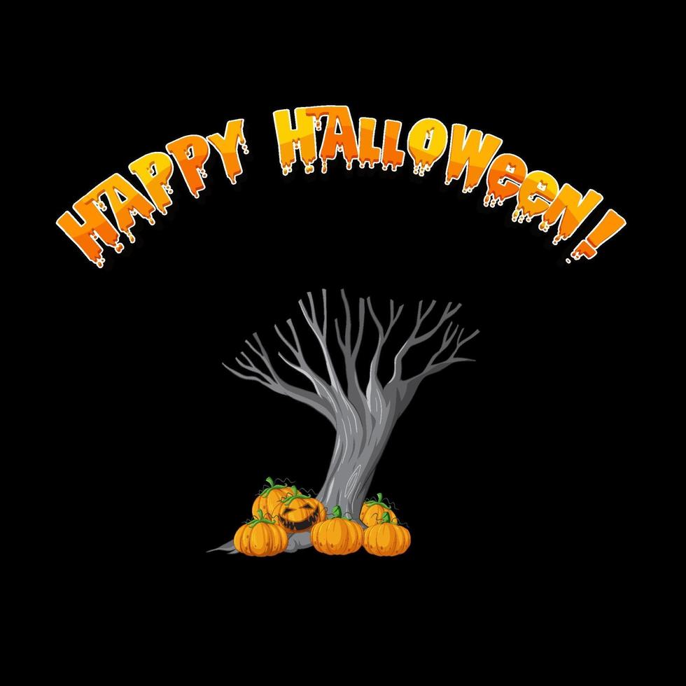 Happy Halloween-Logo mit gruseligem Baum vektor