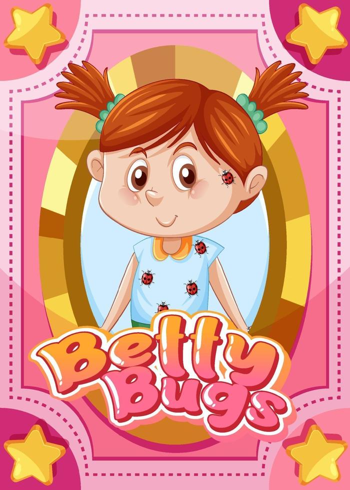 tecken spelkort med ordet betty bugs vektor