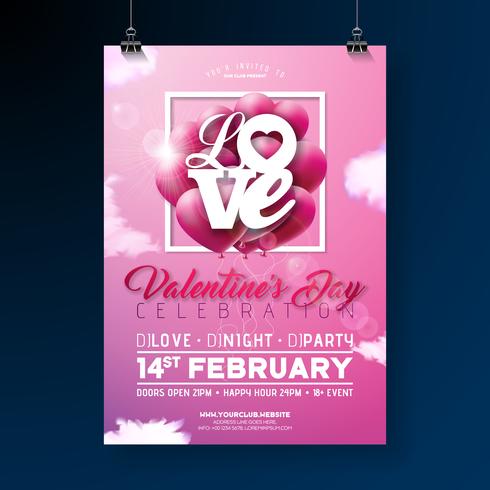 Valentinstag-Party-Flyer-Design vektor