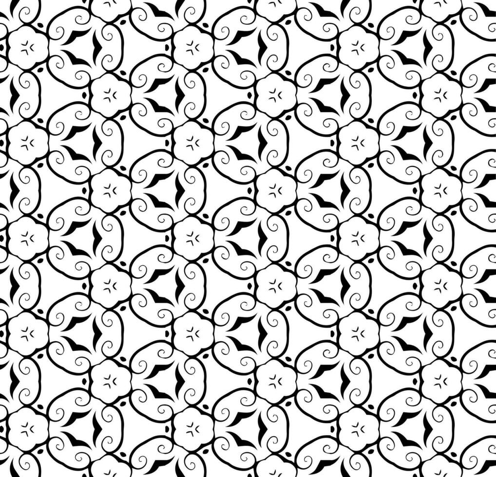 svart och vit sömlös abstrakt mönster. bakgrund och bakgrund. gråskale dekorativ design. mosaik- ornament. vektor grafisk illustration.