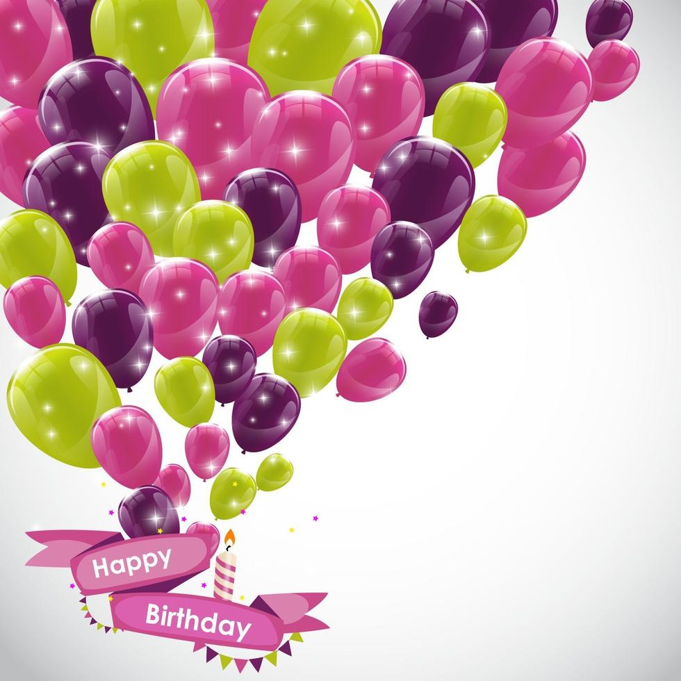 färg glansig födelsedag ballonger banner bakgrund vektor