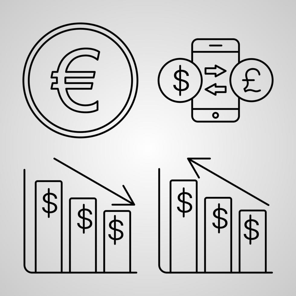 enkel uppsättning bankvektorlinjeikoner vektor