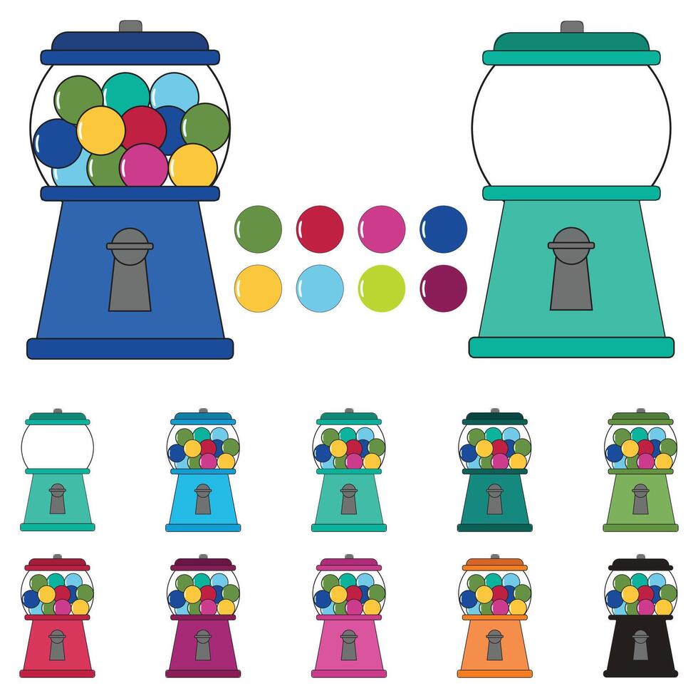 gumball maskiner färgrik full uppsättning ClipArt vektor