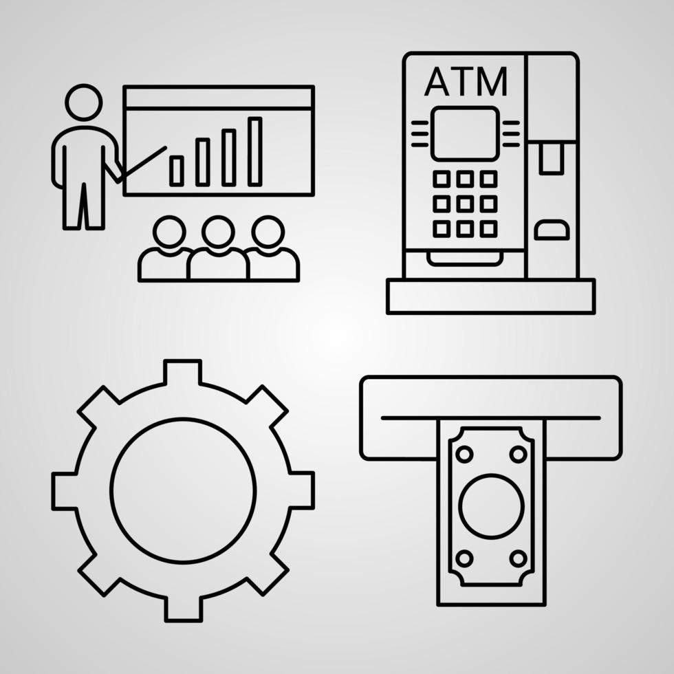 einfacher Icon-Set von bankbezogenen Liniensymbolen vektor