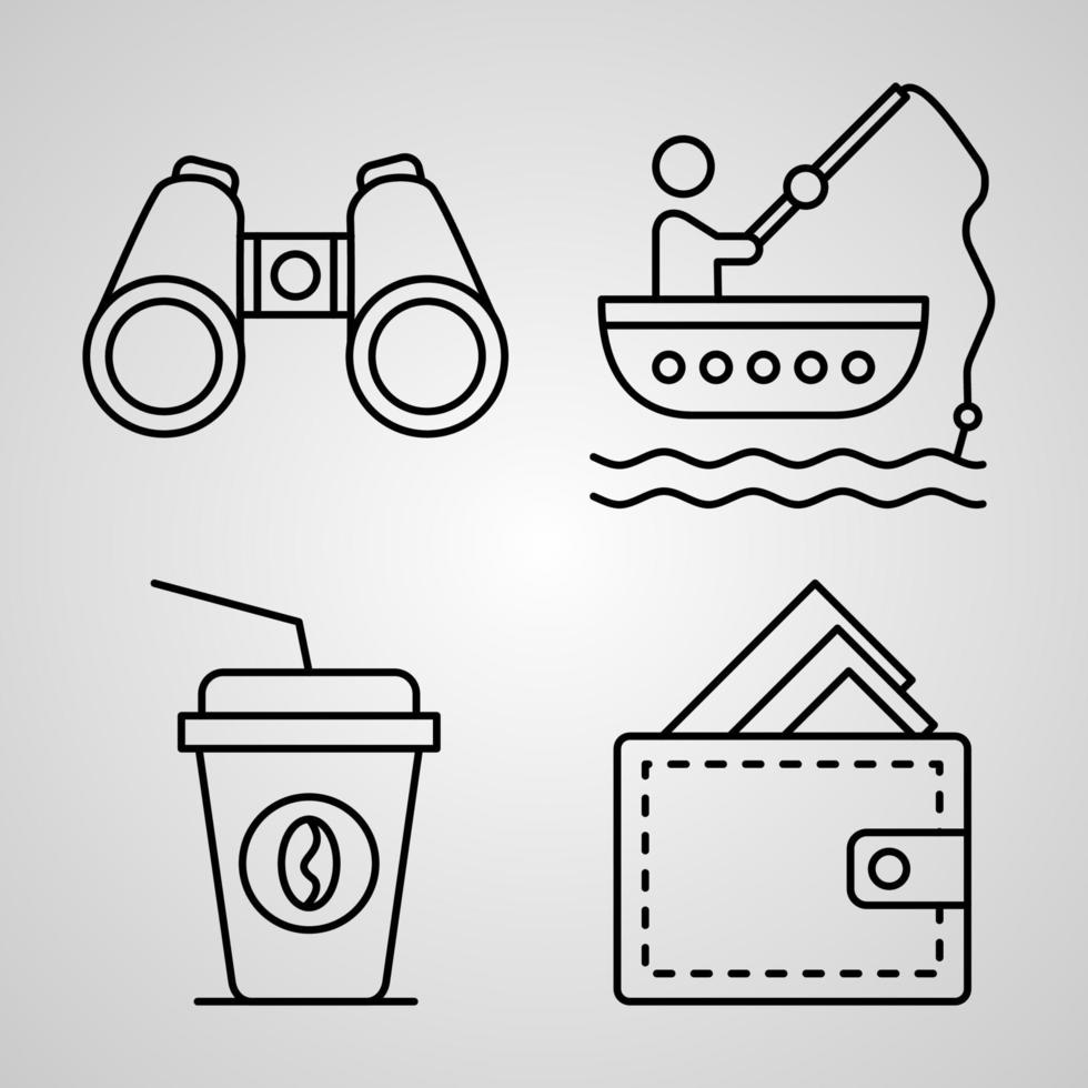 ravelling line icon set of vector symbol in trendy outline style