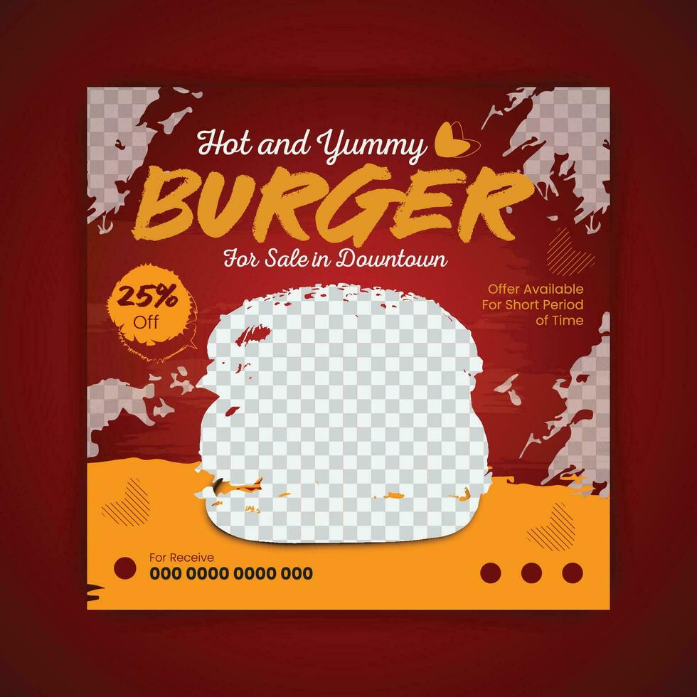 varm och kryddad burger försäljning posta. vektor