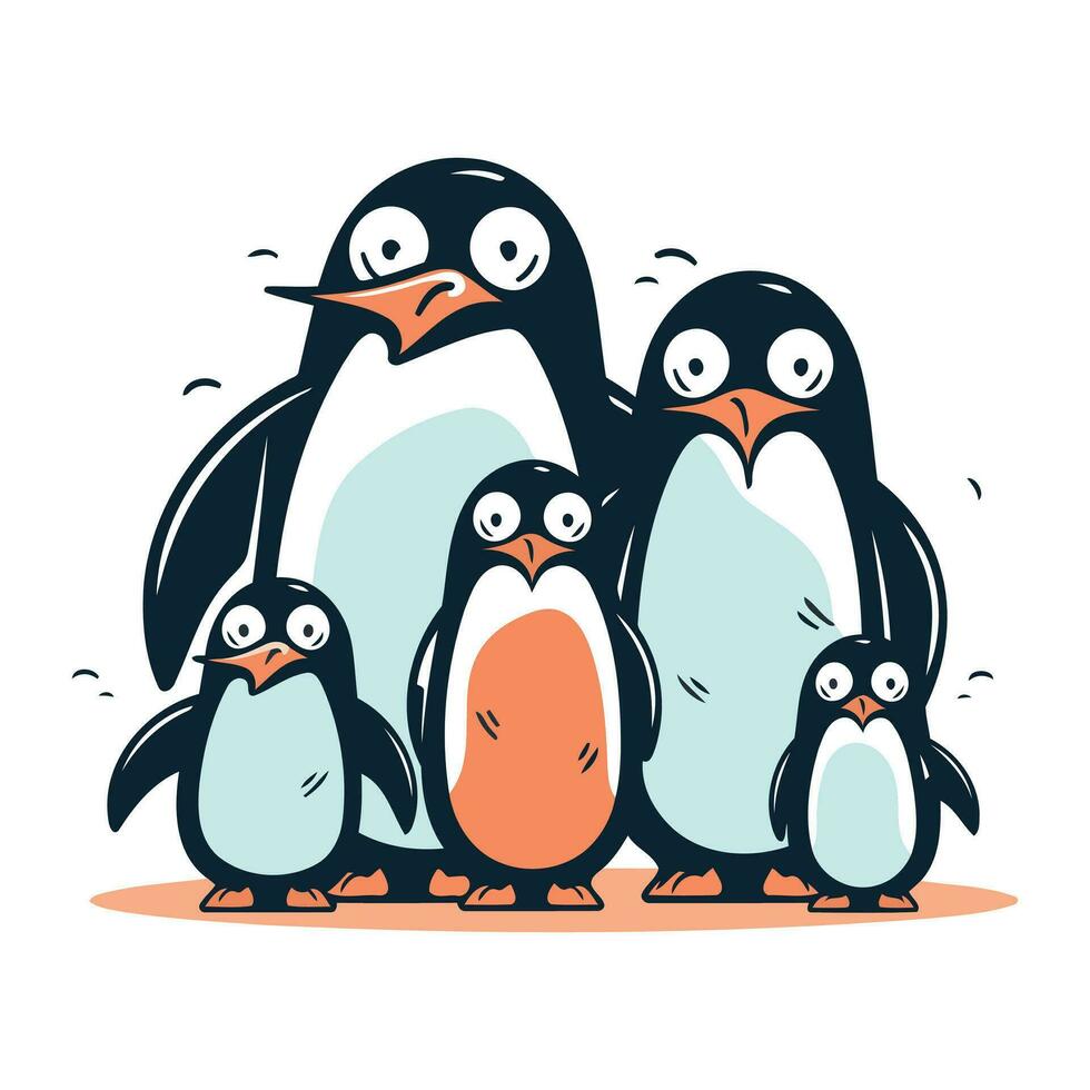 Pinguin Familie. Vektor Illustration von süß Karikatur Pinguine.