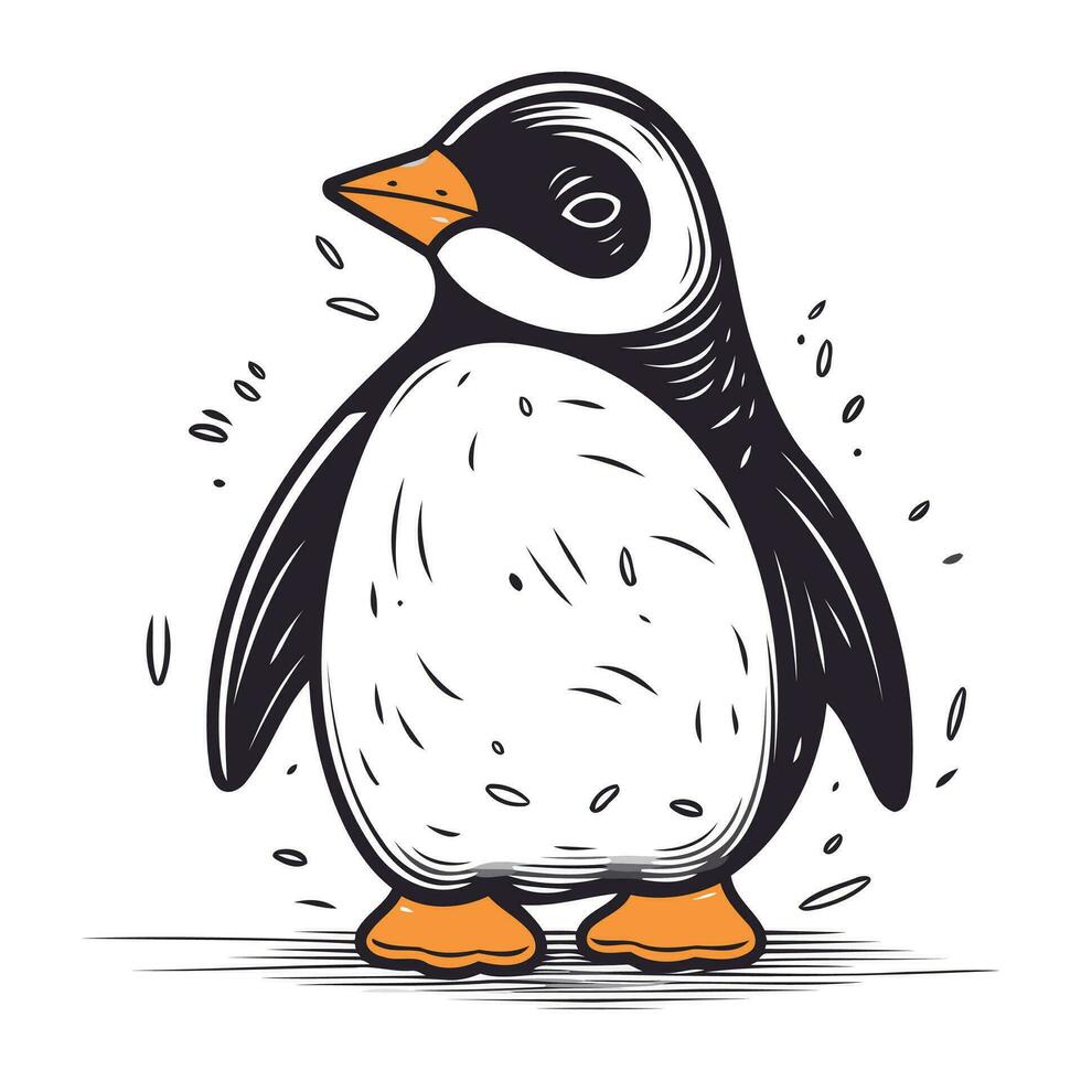 söt pingvin. skiss för din design. vektor illustration.