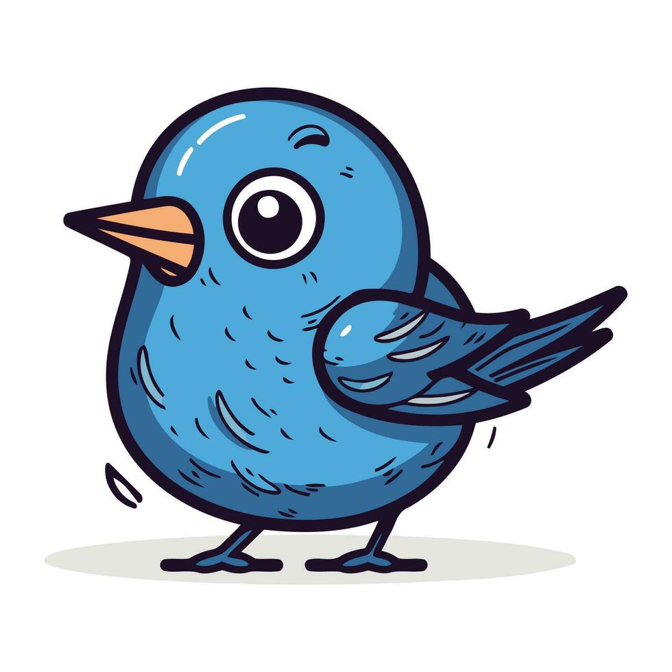 blå fågel tecknad serie ikon. färgrik vektor illustration isolerat på vit bakgrund