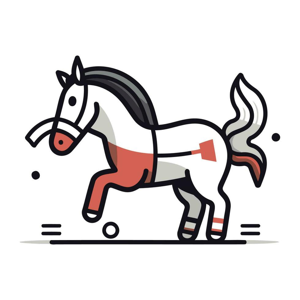 Pferd Laufen auf ein Weiß Hintergrund. Vektor Illustration im eben Stil.