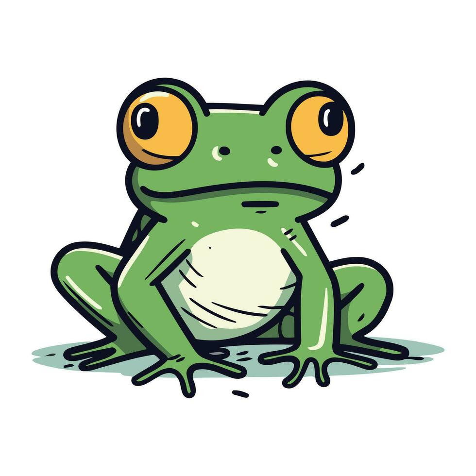 Frosch. Vektor Illustration von ein Karikatur Frosch auf ein Weiß Hintergrund.