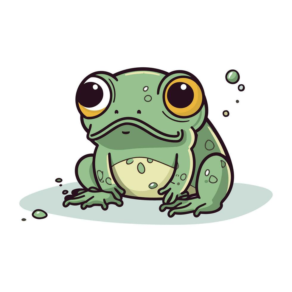 süß Karikatur Frosch isoliert auf ein Weiß Hintergrund. Vektor Illustration.