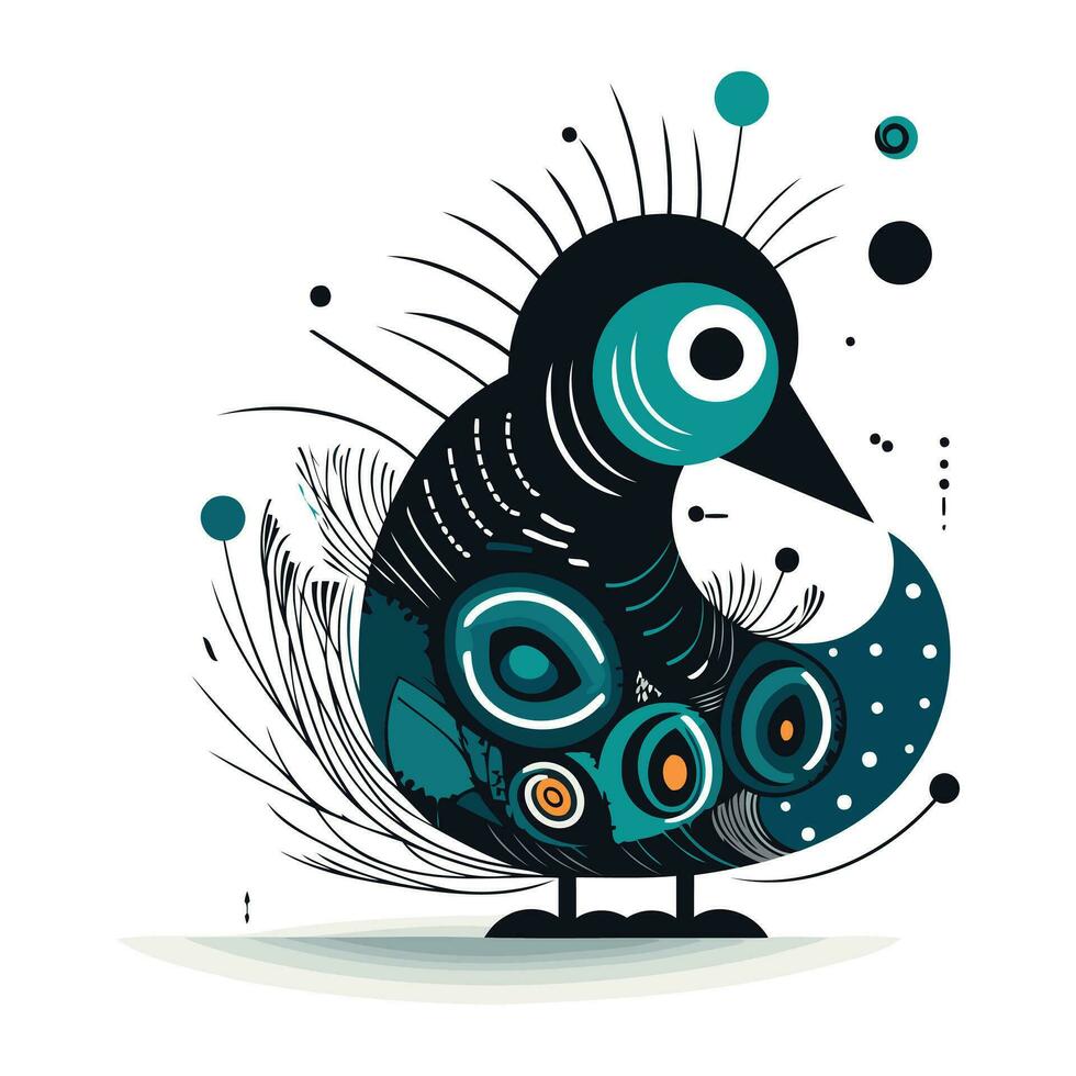 Vektor Illustration von ein süß Karikatur Vogel auf ein Weiß Hintergrund mit Punkte.