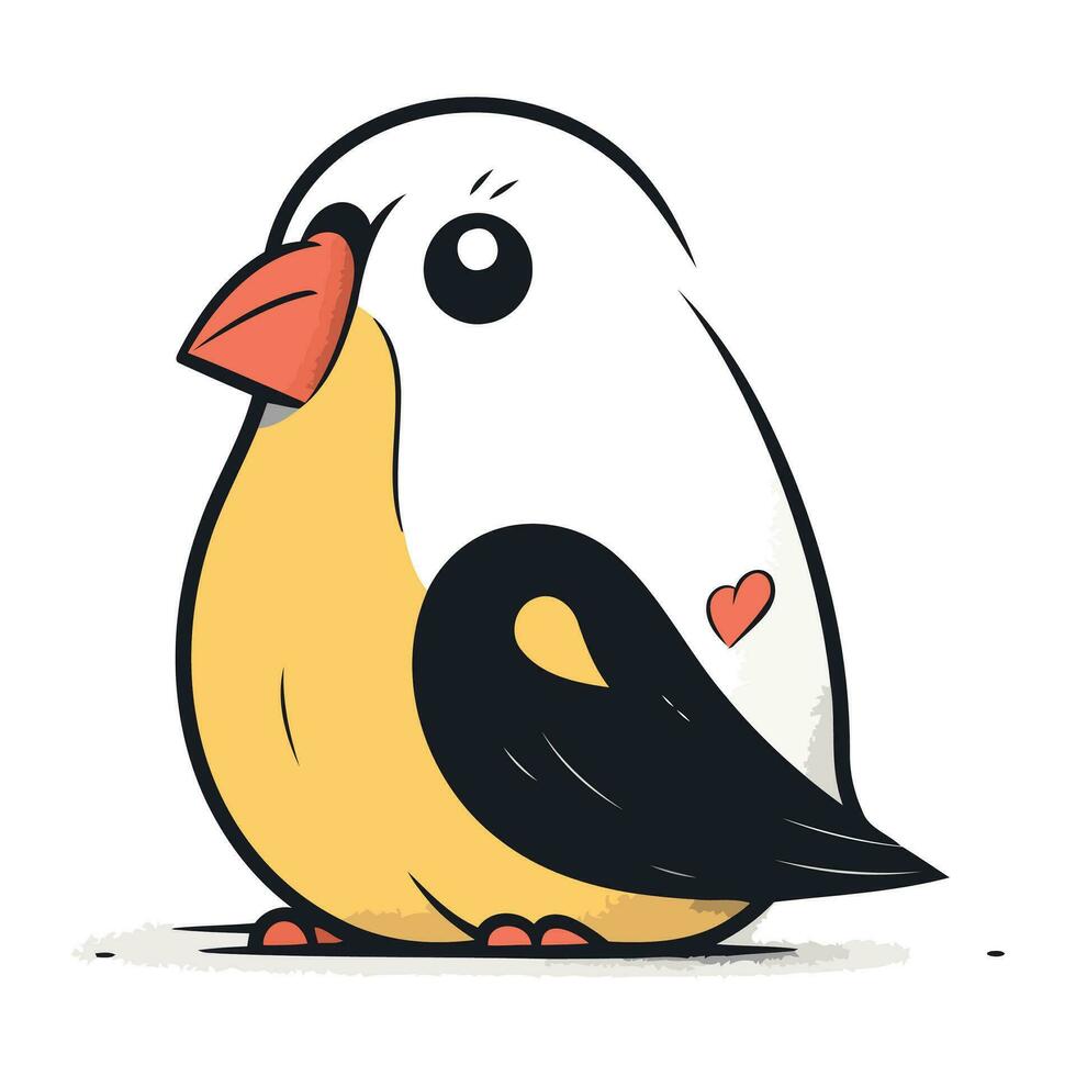 Illustration von ein süß wenig Vogel auf ein Weiß Hintergrund. Vektor Illustration