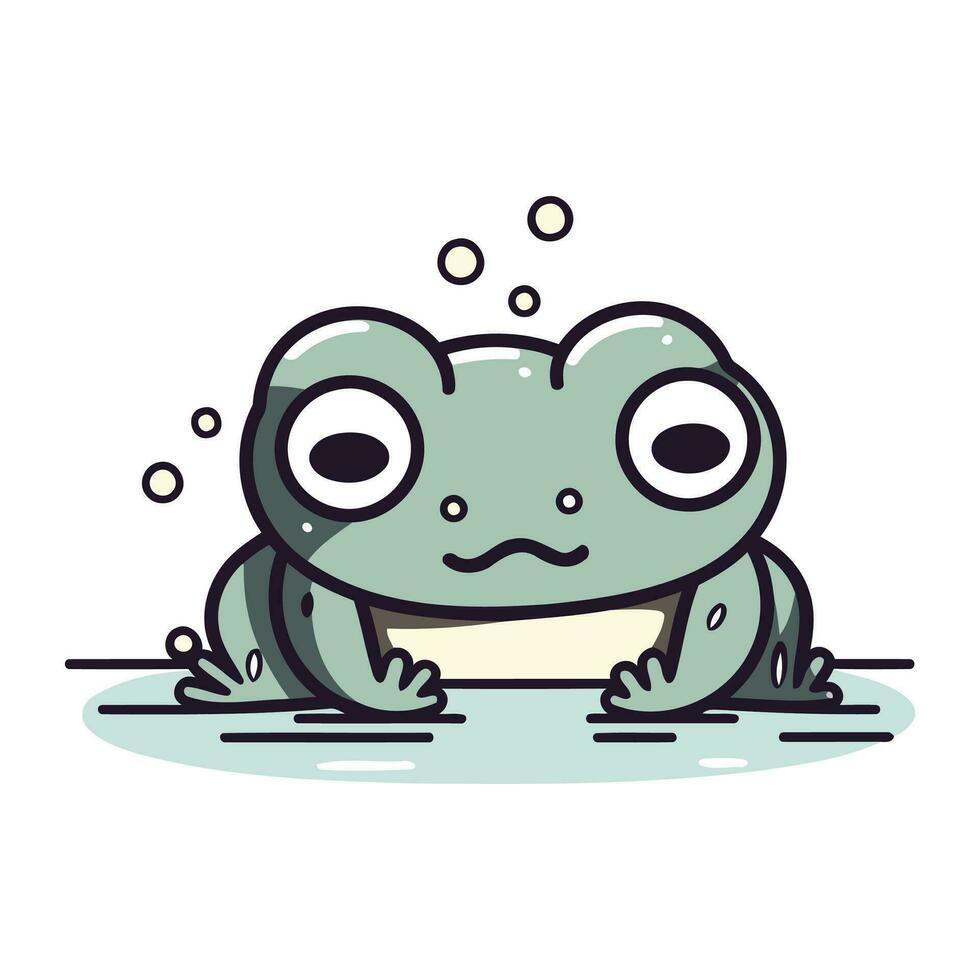 süß Karikatur Frosch. Vektor Illustration von ein komisch Karikatur Frosch.