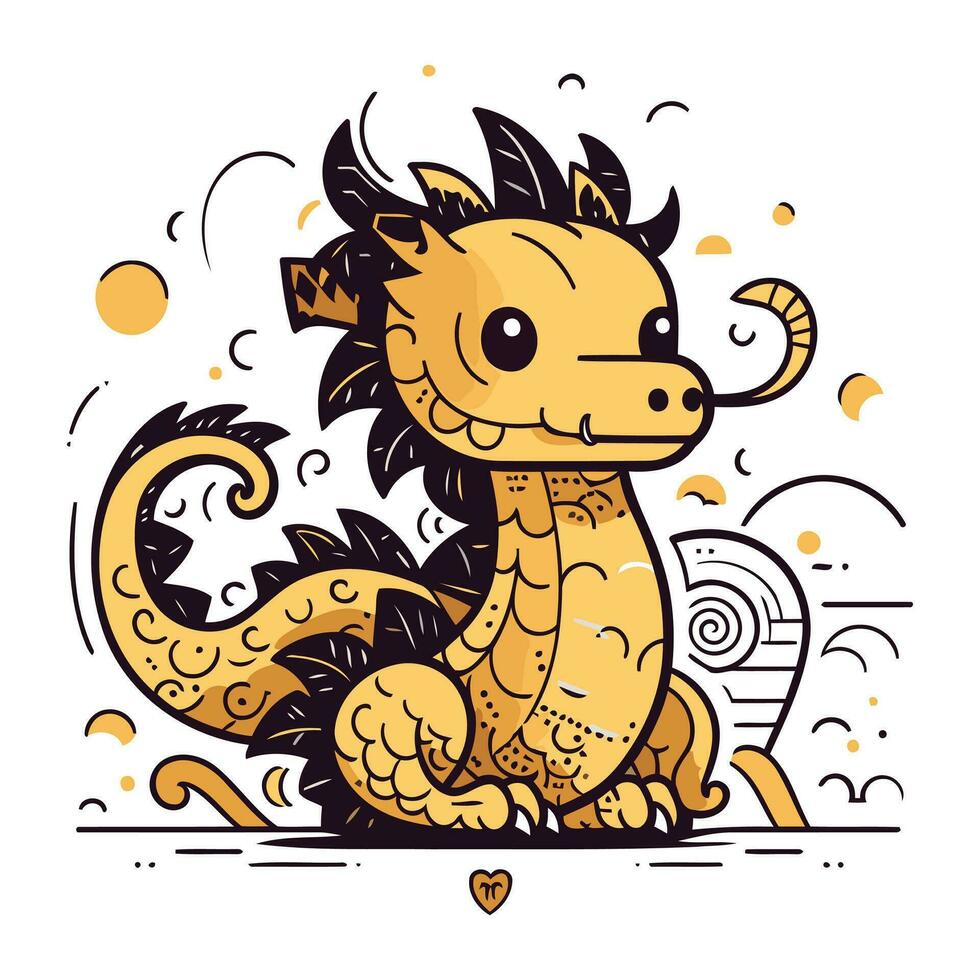 süß Karikatur Drachen. Vektor Illustration von ein Chinesisch Tierkreis Symbol.