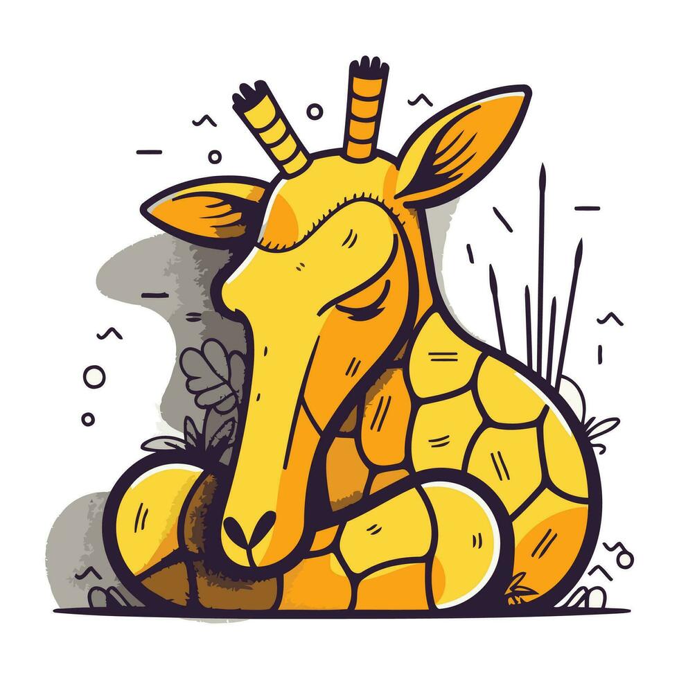 Giraffe Vektor Illustration. süß Karikatur Giraffe Tier.