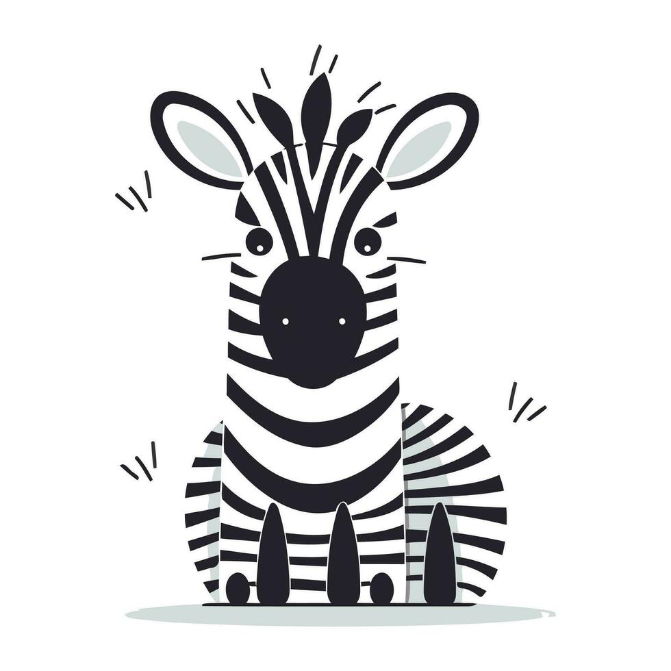 zebra. söt tecknad serie djur. hand dragen vektor illustration.