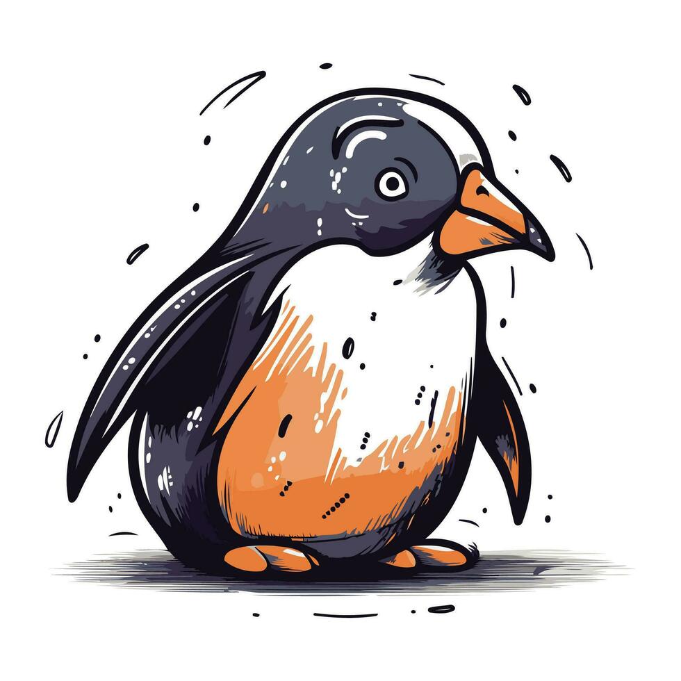 süß Pinguin isoliert auf ein Weiß Hintergrund. Vektor Illustration.