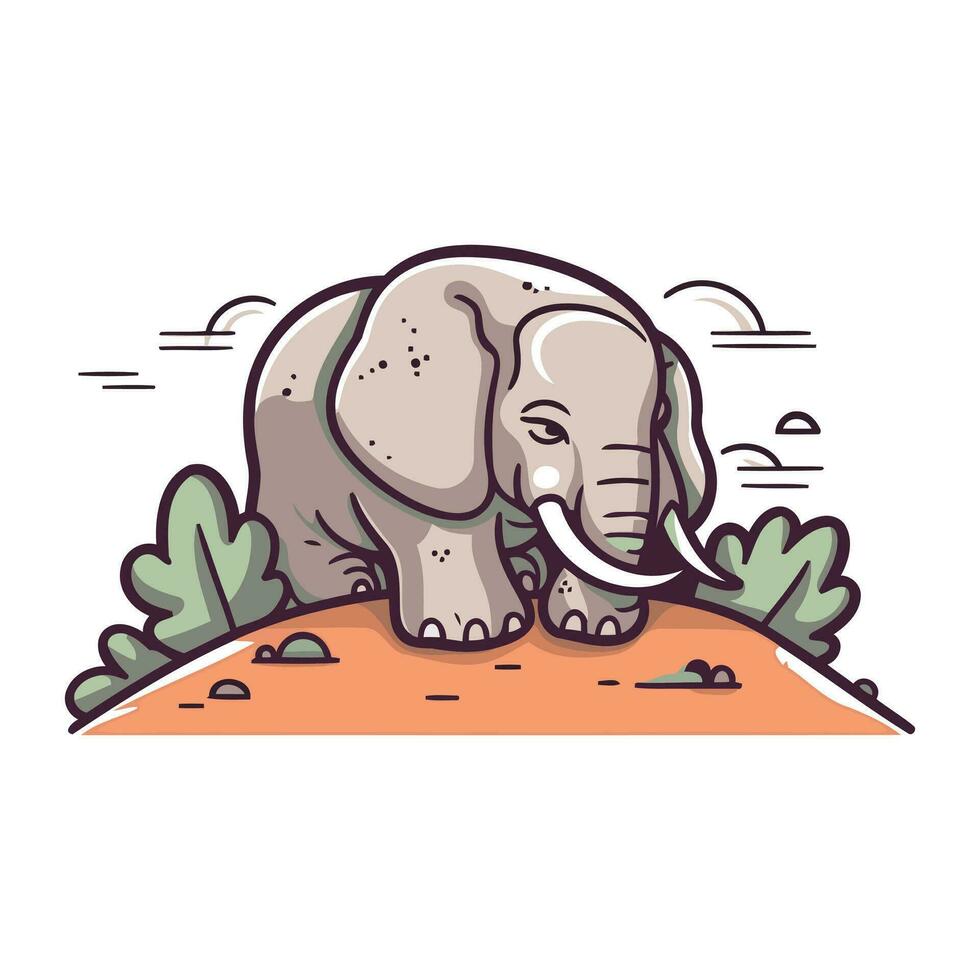 Elefant im das Dschungel. Vektor Illustration auf ein Weiß Hintergrund.