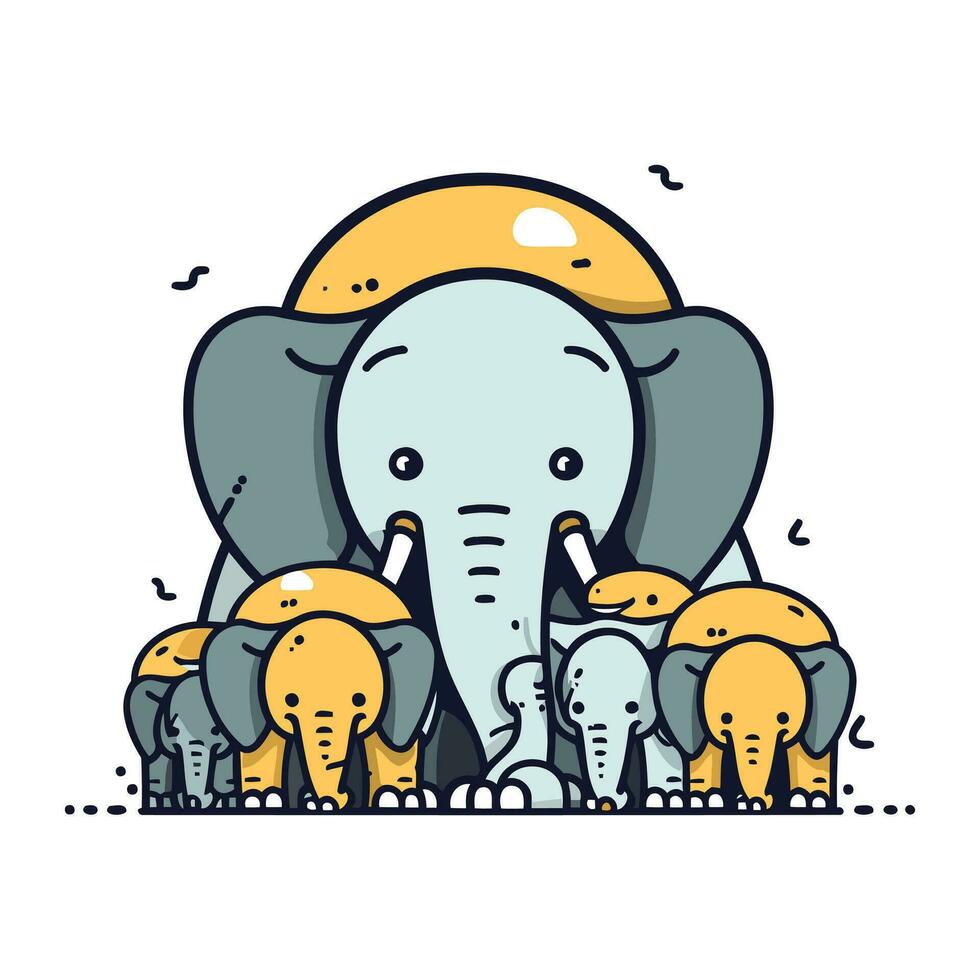 elefanter familj. tecknad serie vektor illustration. platt design stil.